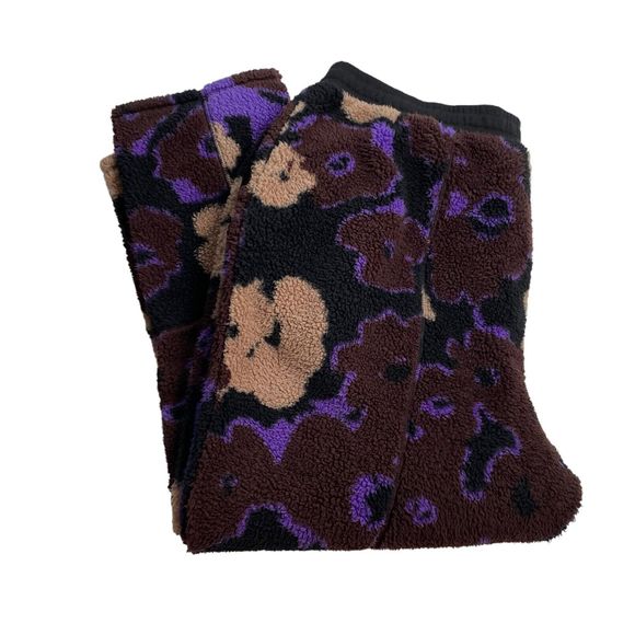 BP Womens Fleece Joggers Purple 2X Polyester Fleece Flowers Drawstring Waist - Picture 5 of 9